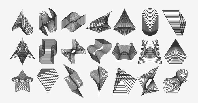 Technology dynamic blend line logo design set