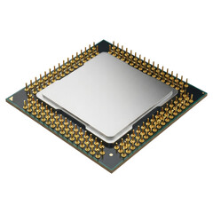 Modern CPU Hardware For Fast Data Processing, Cut Out, Clipping Path, Isolated on a Transparent PNG Background.