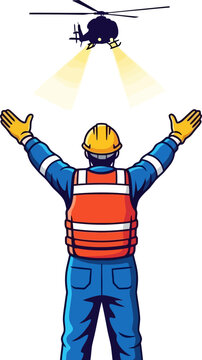 flight navigator ground crew precisely orchestrates helicopter arrival, ensuring flawless operation