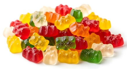 Colorful jelly beans and gummy candies isolated on a white background