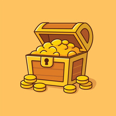 Treasure Gold Cartoon Vector Icon Illustration. Finance Object Icon Concept Isolated Premium Vector. Flat Cartoon Style