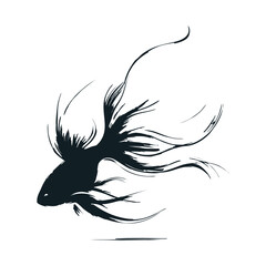 Betta Fish Line Art Illustration