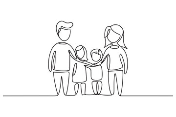 Gathering Family Concept. Single line draw design vector graphic illustration. one line Icon drawing with white background
