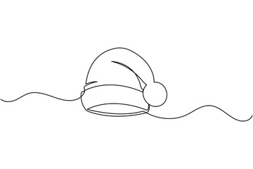 One line sketch of Santa hat minimalist winter holiday symbol artwork