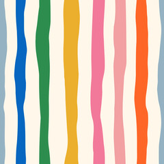 Playful wavy stripes in bright spring colors, creating a cheerful and modern retro vibe seamless pattern