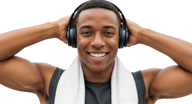 Enjoying music after a workout session in a bright and energetic atmosphere