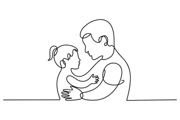 Parent-child relationship, communication concept. Single line draw design. one line Icon drawing with white background