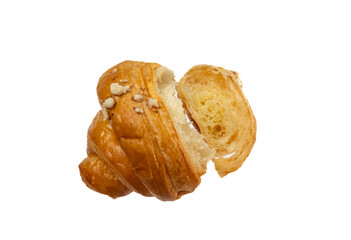 Crispy croissant pieces with flaky layers and golden brown crust. Perfect for menu design or food ads. 