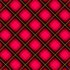 Bold diagonal tartan plaid pattern with vibrant shocking pink and dark accent lines
