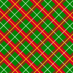 Christmas-style tartan check pattern with red and green diagonal intersecting stripes