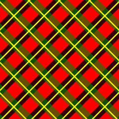 Traditional Christmas-style tartan check pattern with red and yellow-green diagonal stripes