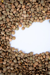 Organic lentils forming natural pattern with space for text. Great for food advertising or packaging design. 