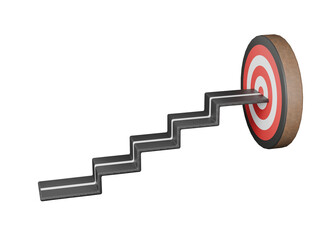 Stairway to success reaching target goal, element business growth concept. PNG isolated on transparent background 3d illustration