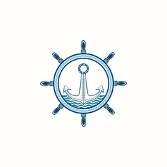 Fototapeta premium vector illustration of a nautical compass and anchor