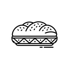 Traditional Bread Line Icon on White Background