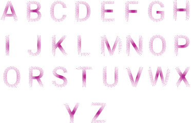 Creative Alphabet Letters A to Z in Pink Brush Style Vector