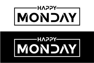 Monday text  modern  clean  black and white  vector template