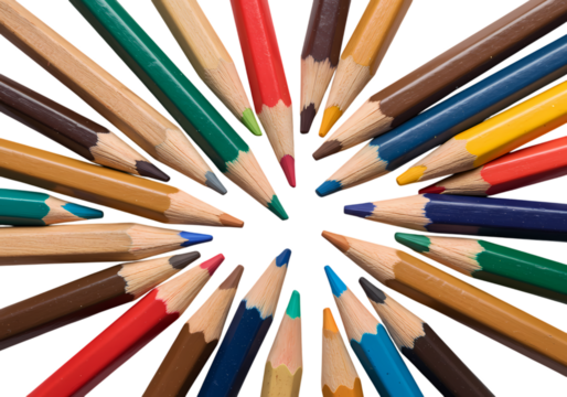 Vibrant colored pencils explode outwards, ready for creativity - Powered by Adobe