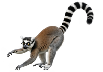 Ring-tailed lemur madagascar primate wildlife animal mammal tail stripes isolated photo image stock photography isolated on transparent background