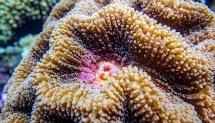 Colorful coral close up showing marine texture and natural underwater organic pattern