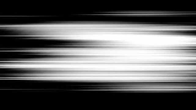 Horizontal white lines on a dark background, some blur, creating an abstract, linear effect