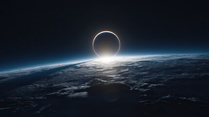 Planet Horizon with Rising Black Hole in Distance