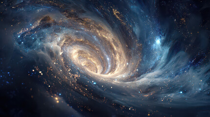 Swirling Galaxy with Cosmic Energy Trails