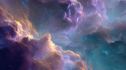 Vibrant Space Nebula with Blue and Pink Gas Clouds