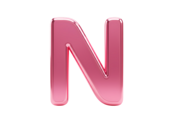 Shiny pink letter N for branding and design projects