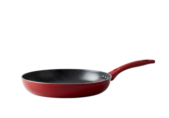 Red frying pan for professional cooking and home kitchens