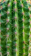 Detailed macro of cactus surface with sharp spines forming natural plant texture pattern