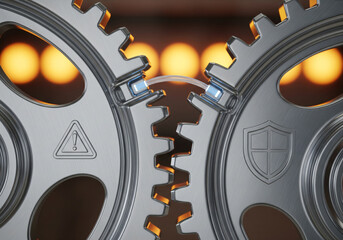 Gear Connection Concept with Warning and Protection Icons
