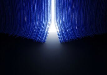 Blue Light Beam Curtain Abstract Background
