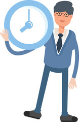 Office Worker Character Holding Clock
