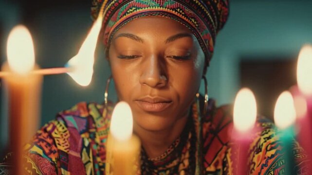 Cultural Kwanzaa Celebration with Candles and Decorations