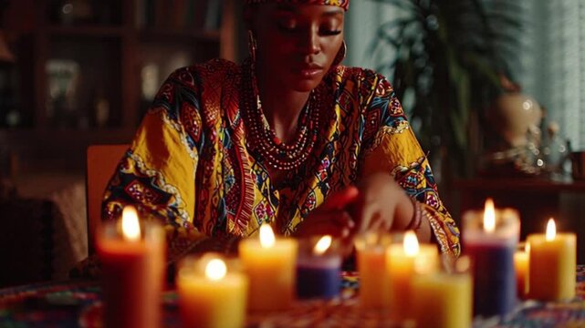 Cultural Kwanzaa Celebration with Candles and Decorations