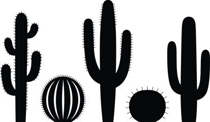 Cactus silhouette vector illustration vector white background.
