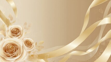 Luxury Champagne Gold Texture with Soft Silk Ribbon Accents for Background Design