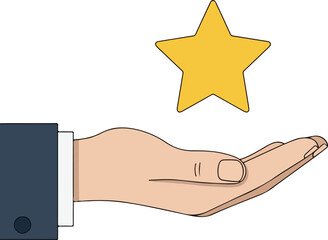 Rewarding excellence — a hand holding a shining star of achievement.