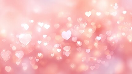 Soft Pink Gradient Backdrop with Romantic Glowing Heart Bokeh for Dreamy Backgrounds