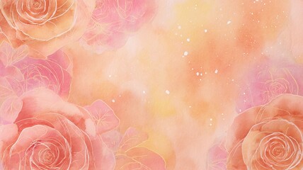 Watercolor Pastel Pink and Peach Background with Subtle Rose Accents for Romantic Design