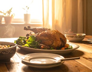 Thanksgiving Feast - A Golden Roasted Turkey Dinner.