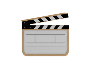 Fototapeta premium Blqck and white film clapboard isolated on transparent background