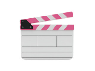 Fototapeta premium Pink and white film clapboard isolated on transparent background
