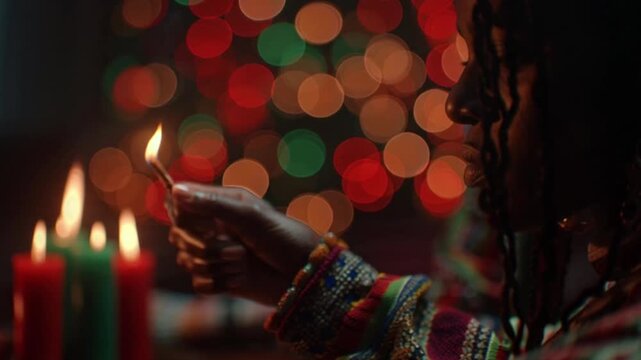 Lighting the Kinara for Kwanzaa Celebration