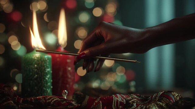Lighting the Kinara for Kwanzaa Celebration