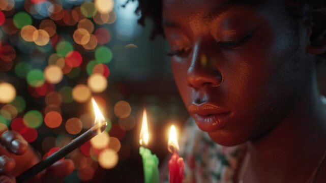 Kwanzaa Celebration with African American Female
