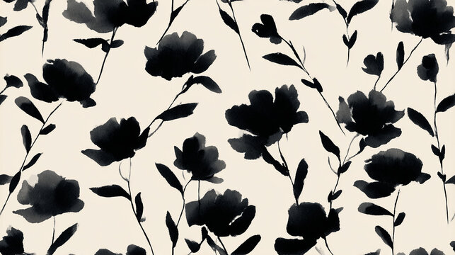Flowers hand drawn seamless pattern.