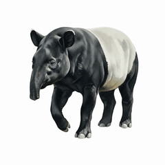 Forest Wanderer Malayan Tapir : Tapirus indicus isolated watercolor vector illustration svg