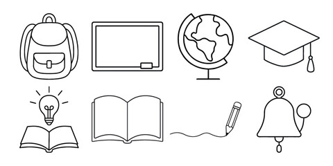Comprehensive set of diverse education themed icons for learning resources